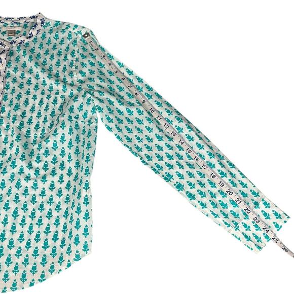 J.Crew Green and Blue Print Cotton Button-Down Blouse Women’s Size 6 Vintage - Picture 8 of 10
